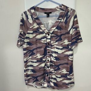Forever 21 Multicolor Camouflage Top